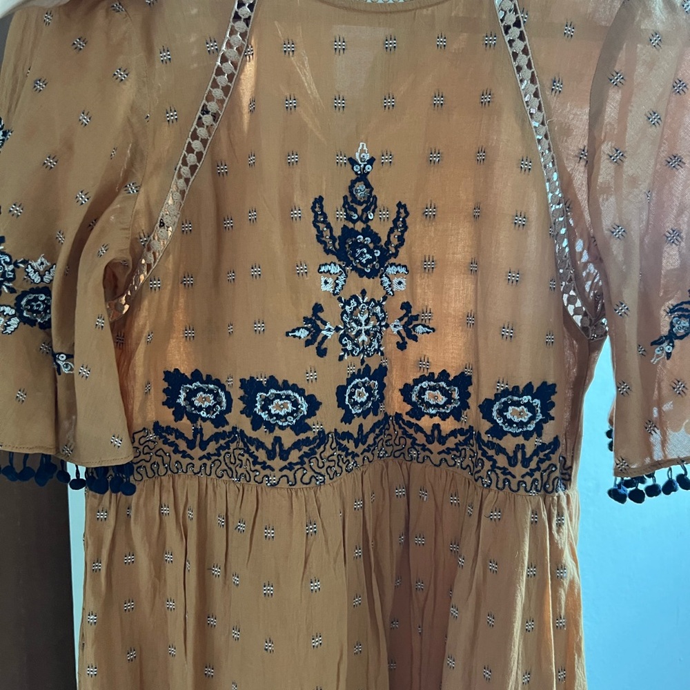 Zara TRF Woman Embroidered Mustard Midi Dress - Picture 15 of 15